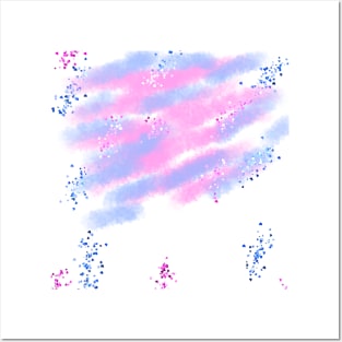 Blue pink watercolor glitter abstract texture Posters and Art